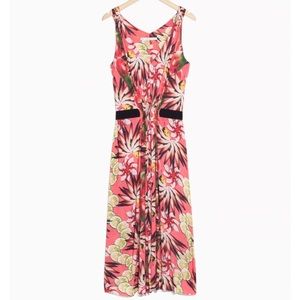 Tropical coral midi dress